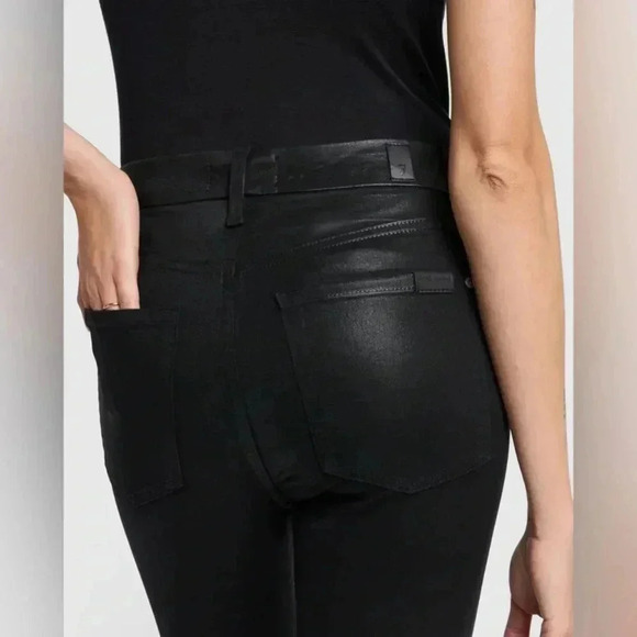 7 for all mankind ; B(AIR) HIGH WAIST ANKLE SKINNY IN COATED BLACK - Picture 5 of 11